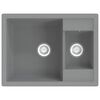 vidaXL Kitchen Sink with Overflow Hole Double Basins Grey Granite