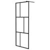 vidaXL Walk-in Shower Wall with Shelf Black 90x195 cm ESG Glass&Aluminium