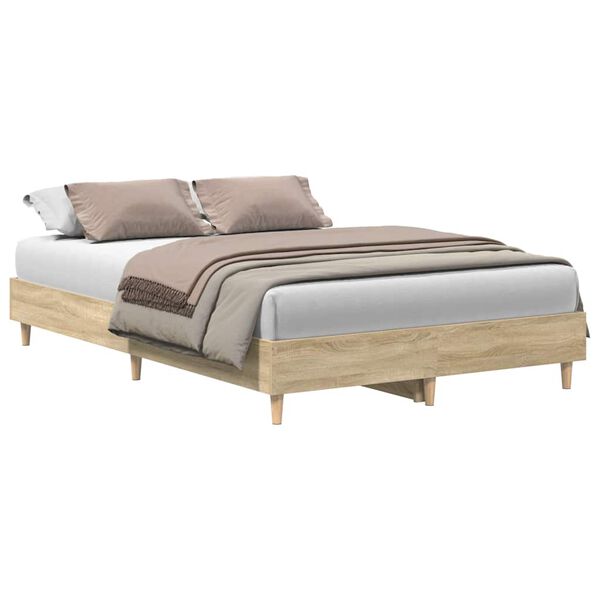 vidaXL Bed Frame No Mattress Sonoma Oak 120x190 cm Small Double Engineered Wood