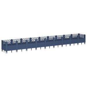 vidaXL Garden Planter with Pegs Blue Grey 363.5x43.5x43.5 cm PP