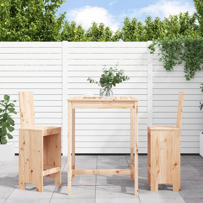 vidaXL 3 Piece Garden Bar Set Solid Wood Pine
