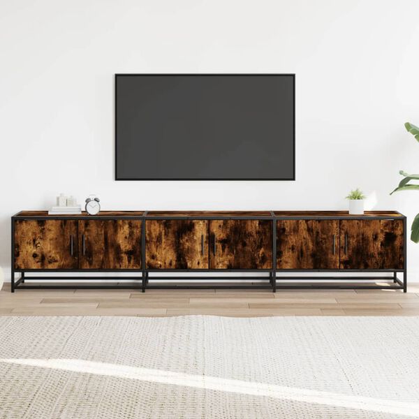vidaXL TV Cabinet Smoked Oak 210x35x41 cm Engineered Wood