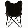 vidaXL Butterfly Chair Black Kids Size Real Leather