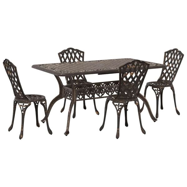 vidaXL Garden Dining Set 5 pcs Bronze Aluminium