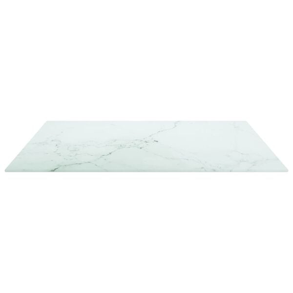 vidaXL Table Top White 70x70 cm 6 mm Tempered Glass with Marble Design