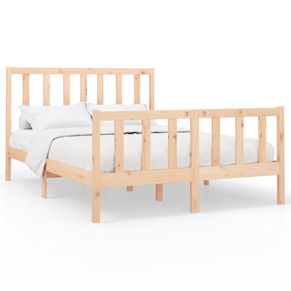 vidaXL Bed Frame without Mattress 150x200 cm King Size Solid Wood Pine