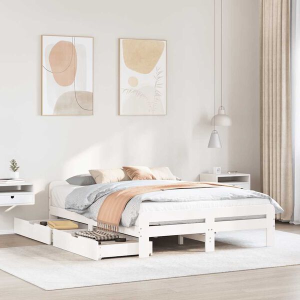 vidaXL Bed frame without Mattress White 160x200 cm Solid Wood Pine