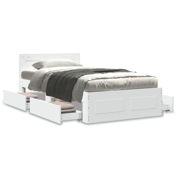 vidaXL Bed Frame with Headboard without Mattress White 90x190 cm Single