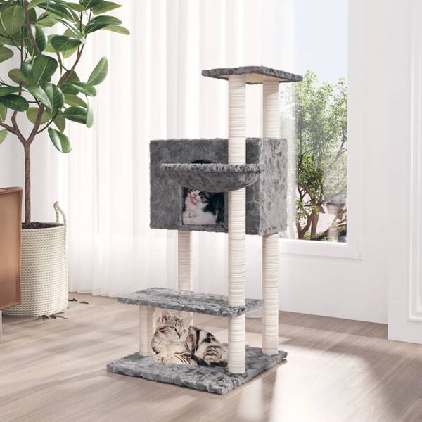 vidaXL Cat Tree with Sisal Scratching Posts Light Grey 108.5 cm