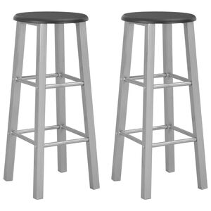 vidaXL Bar Stool | Set of 2 | Black and silver | Steel and MDF