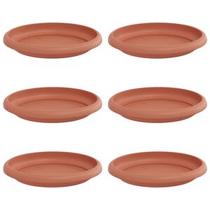 vidaXL Round Flower Tray 6 pcs Brick Red &Oslash; 14 x 2 cm Plastic