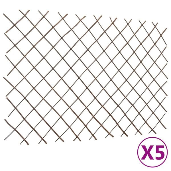 vidaXL Willow Trellis Fences 5 pcs 180x120 cm