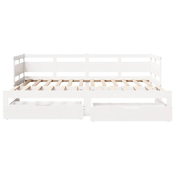 vidaXL Daybed with Trundle and Drawers without Mattress White 90x200 cm