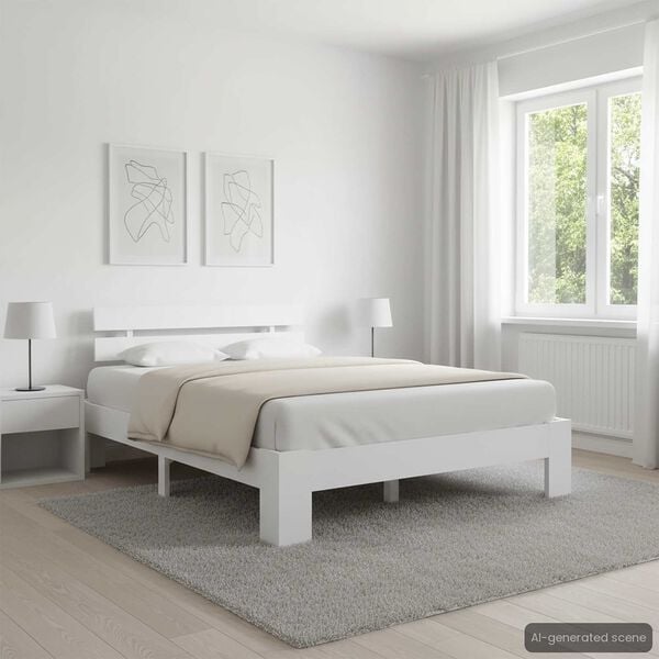 vidaXL Bed Frame without Mattress White Solid Pine Wood 120x200 cm