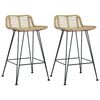 vidaXL Bar Chair | Set of 2 | Natural | Natural rattan and metal | Medium