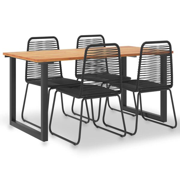 vidaXL 5 Piece Outdoor Dining Set Solid Acacia Wood and Poly Rattan