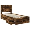 vidaXL Bed Frame with Drawer Smoked Oak 90 x 190 cm Engineer Wood