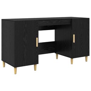 vidaXL Desk with Shelf Black Oak 140 x 50 x 75 cm Engineered Wood