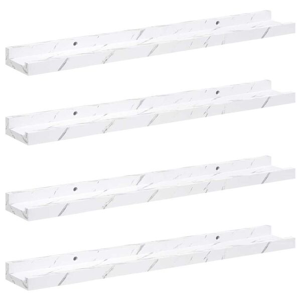 vidaXL Wall Shelf 4 pcs White Marble 60 x 9 x 3 cm Engineered Wood