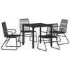 vidaXL Garden Dining Set 5 pcs Black Powder-Coated Steel