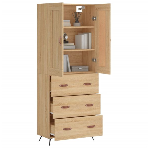 vidaXL Highboard Sonoma Oak 69.5x34x180 cm Engineered Wood