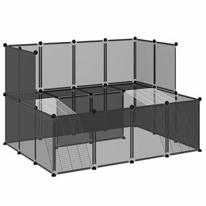 vidaXL Animal Cage | Black | PP plastic, Steel | 143 x 107 x 93 cm | Collapsible