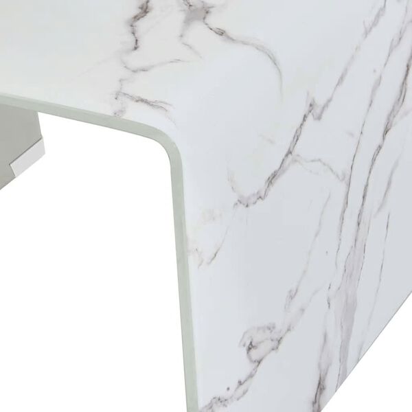 vidaXL Coffee Table White Marble 50x50x45 cm Tempered Glass