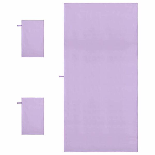 vidaXL Sports Towel Set 3 pcs Purple Polyester and Polyamide