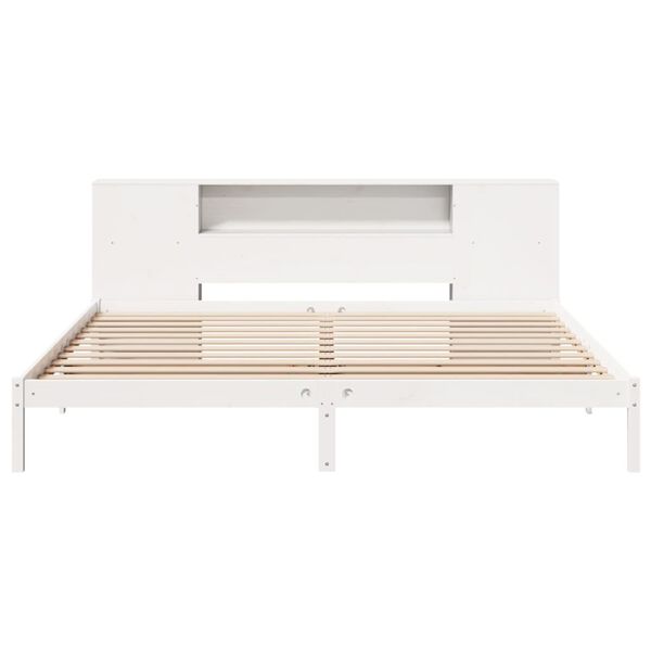 vidaXL Bookcase Bed without Mattress White 180x200 cm Super King Solid Wood Pine