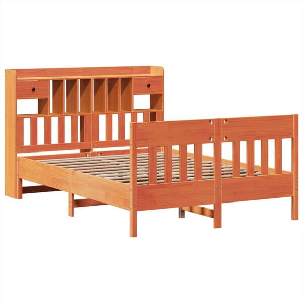 vidaXL Bed Frame without Mattress Wax Brown 140x190 cm Solid Wood Pine