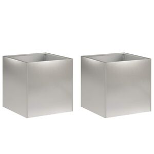 vidaXL Garden Planter 2 pcs Silver 35 x 35 x 35 cm Stainless Steel
