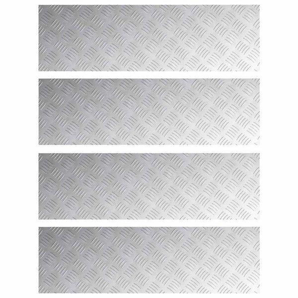 vidaXL Stair Tread Rectangular 4 pcs Silver 100 x 30 cm Aluminium