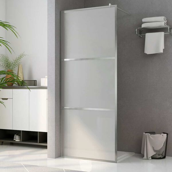 vidaXL Walk-in Shower Wall with Whole Frosted ESG Glass 140x195 cm