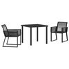 vidaXL Garden Dining Set 3 pcs Black Powder-Coated Steel
