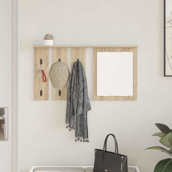 vidaXL Wall-Mounted Coat Rack with Shelf Sonoma oak 85 x 10 x 45 cm