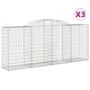vidaXL Arched Gabion Baskets 3 pcs 300x50x120/140 cm Galvanised Iron