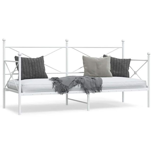 vidaXL Day Bed without Mattress White 90x200 cm Steel