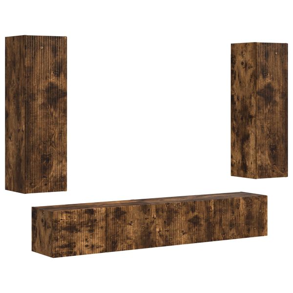 vidaXL TV Cabinet Set Wall-mounted 3 pcs Smoked Oak Engineered Wood