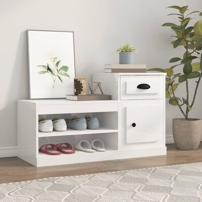 vidaXL Shoe Cabinet High Gloss White 100x42x60 cm Engineered Wood