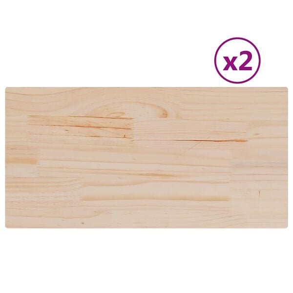 vidaXL Table Tops 2 pcs 60x30x2.5 cm Rectangular Solid Wood Pine