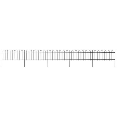 vidaXL Garden Fence with Hoop Top Steel 8.5x0.8 m Black