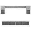 vidaXL 6 Piece TV Wall Units with LED Concrete Grey Engineered Wood