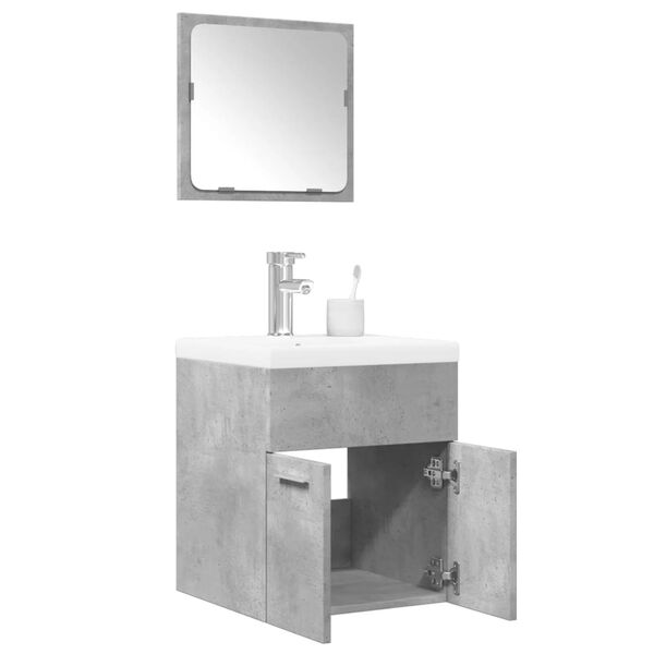 vidaXL 3 Piece Bathroom Furniture Set Concrete Grey Engineered Wood