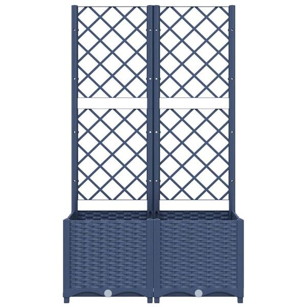 vidaXL Garden Planter with Trellis Blue Grey 80x40x136 cm PP
