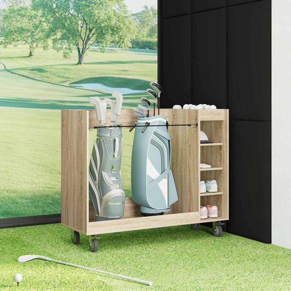 vidaXL Golf Cabinet with Wheel Plain Sonoma Oak 120 x 45 x 98 cm