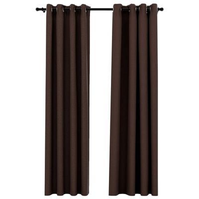 vidaXL Linen-Look Blackout Curtains with Grommets 2pcs Taupe 140x225cm