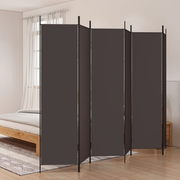 vidaXL 6-Panel Room Divider Brown 300x200 cm Fabric