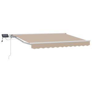 vidaXL Manual Awning Frame with LEDs Beige and White 2.5 x 2 m