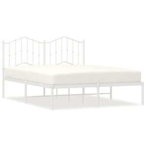 vidaXL Metal Bed Frame without Mattress with Headboard White 140x190cm