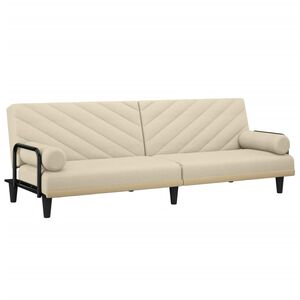 vidaXL Sofa Bed with Armrests Cream Fabric